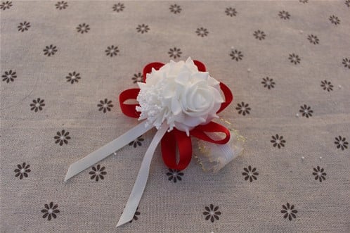 [A-014014] Polscorsage Elastisch White Rood Wit Rood klaar